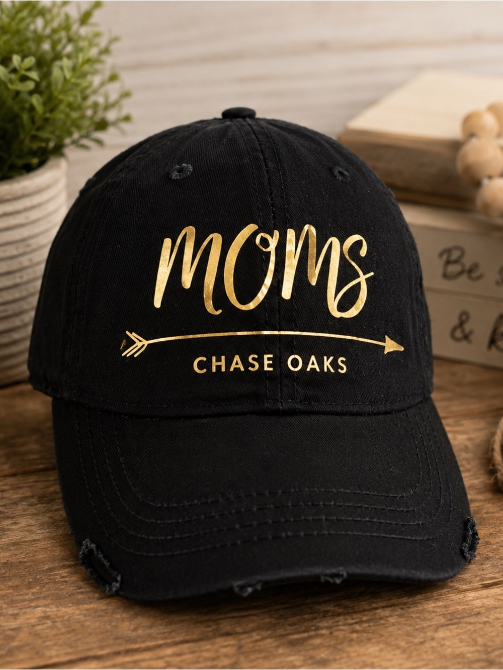 Moms Print Logo Cap Hat Gold Blue Fashion Headwear 100% Cotton
